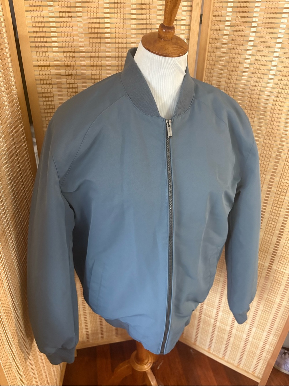 Michael Kors Men's Insulated Bomber Jacket in a dark chambray blue finish